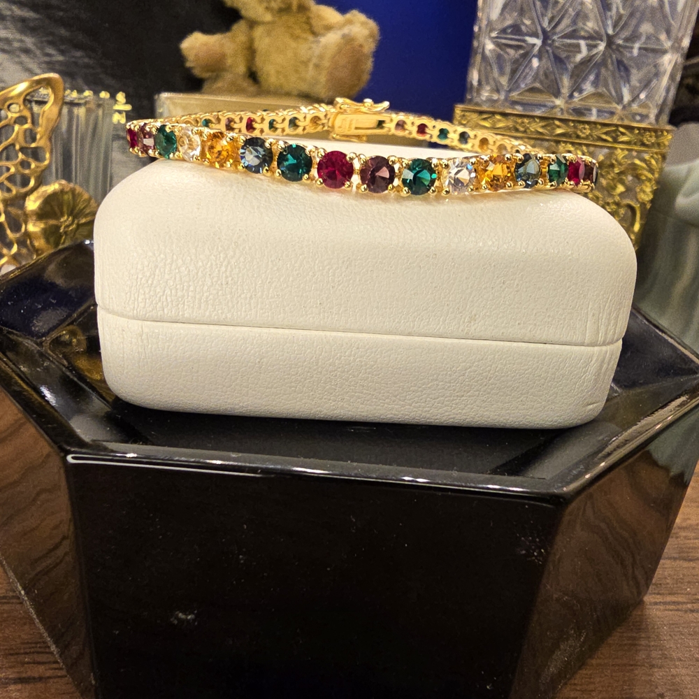 Joan Rivers Gold Bracelet with Vibrant Gemstones